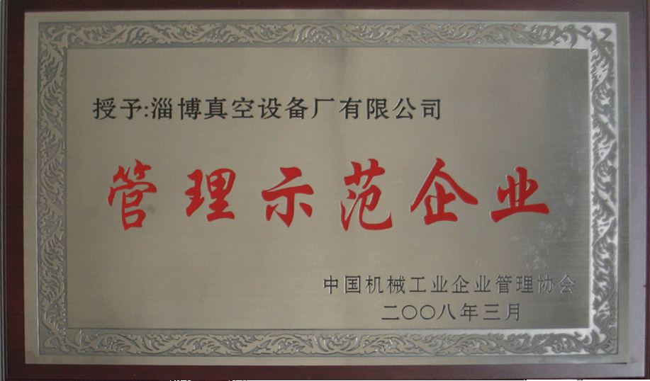 2008年3月，公司被中國機械工業(yè)企業(yè)管理協(xié)會(huì )授予“管理示范企業(yè)”
